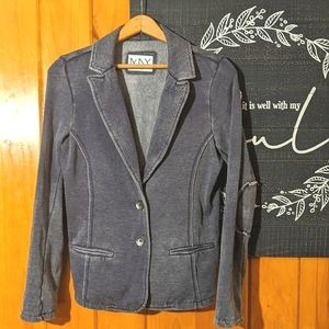 Marc Andew Marc New York Knit Soft Blue Blazer Jacket Stretch sz. Med.